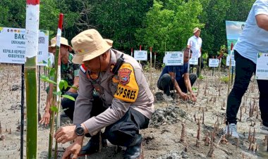 Semarakan-Hari-Bakti-Rimbawan-ke-41-Kapolres-Kupang-Hadiri-Penanaman--Anakan-Mangrove-di-Desa-Tanah-Merah