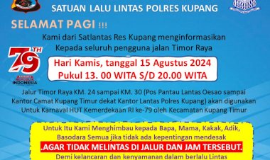 Antisipasi-Kemacetan-Saat-Karnaval-17-Agustus-2024-dijalan-Timor-Raya,-Satlantas-Berlakukan-Sistem-Buka-Tutup-Arus-Lalin