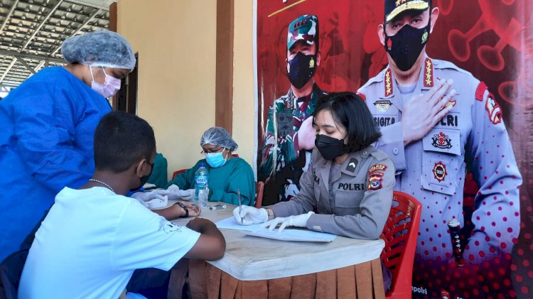 Hut Polwan 73, Polwan Polres Kupang, Gelar Vaksinasi Usia 12 Tahun