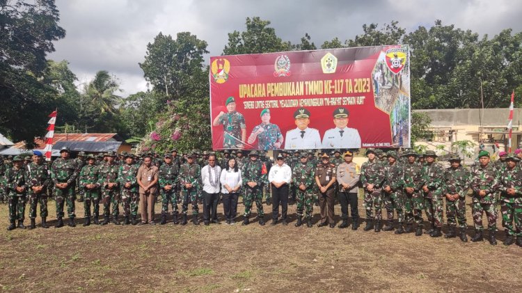 Hadiri Upacara  Pembukaan TMMD Ke - 117 TA. 2023 di Nekamese, Kapolres Kupang Puji Langkah TNI membangun Sinergi Dengan Masyarakat