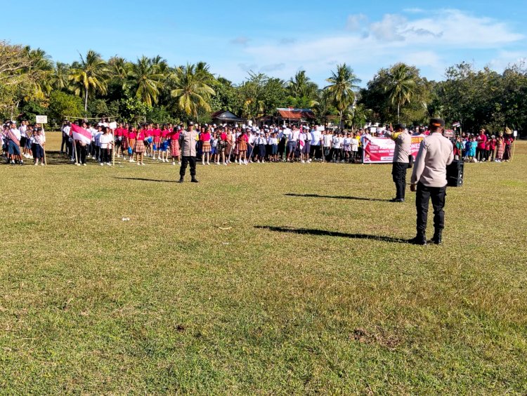 Polsek Amarasi Timur Amankan Karnaval Tingkat Sekolah Peringatan HUT ke-80 RI