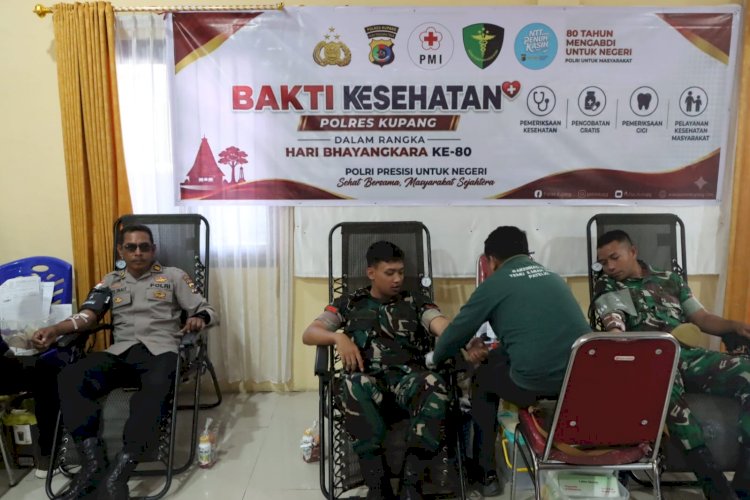 Polres Kupang Gelar Donor Darah Sambut Hari Bhayangkara ke-80, Berhasil Kumpulkan 150 Kantong DaraH