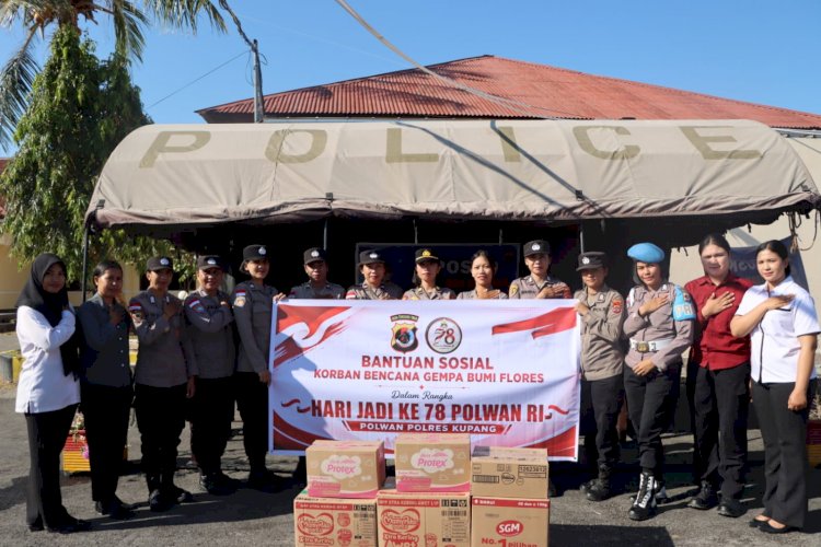 Sambut HUT Polwan ke-78, Polwan Polres Kupang Galang Bantuan untuk Korban Gempa Flores dan Anjangsana ke Purnawirawan
