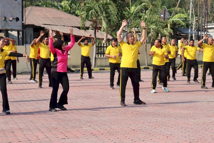 Olahraga Bersama Polres Kupang dan Bhayangkari, Bangun Kebersamaan dan Biasakan Hidup Sehat